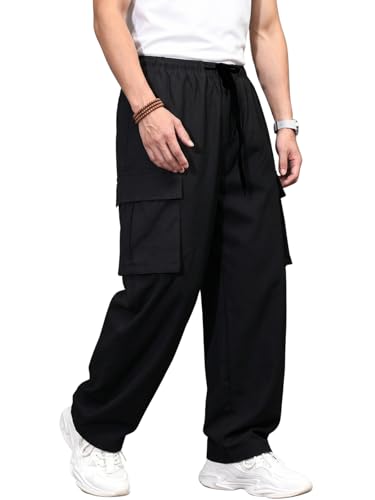 Image of GRECIILOOKS Men's Regular Fit Low Rise Polycotton Cargos | Cargo Track Pant | Loose Fit | Regular Trouser (Available in Plus Size)