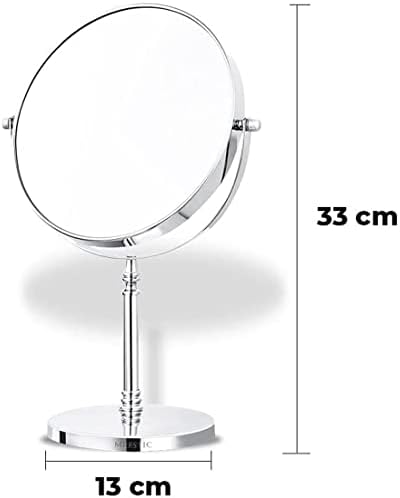 Mefstic Vanity Mirror | Two Sided Magnifying Mirror | Makeup Mirror for Dressing Table | Free Standing Dressing Table Mirror on Stand with 360° Rotation | 2x Magnification