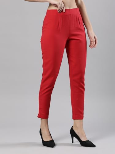 Image of Femmora Comfortable Fit Solid Straight Pant, Breathable Cotton Fabric with Side Zip Button Closure, for Women, Pack of 1