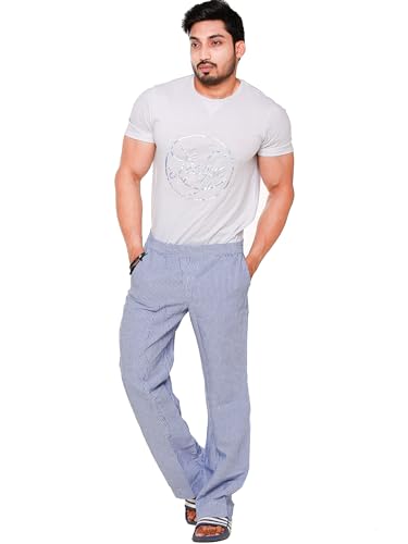 Image of Mens Cotton Linen Striped Plus Size Pyjama