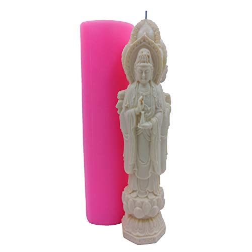 Three Avalokitesvara Candle Molds 3D Buddha Silicone Candle Mold Silicone Mold for Resin Epoxy Gypsum Crafts Concrete Mould