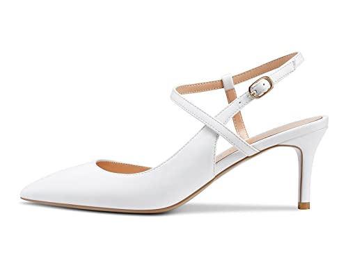 HDEUOLM Women Mid Heels Ankle Strap Slingback Pumps Kitten Heel Sandals Basic Closed Toe Plus Size Shoes2