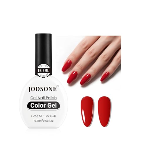 Image of JODSONE 16.5ml Gel Nail Polish Red Gel Polish Manicure LED U V Soak Off Curing for Home Salon Nail Art DIY Lady Red Polish