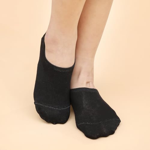 3 paia di calzini sportivi da donna alla caviglia con impugnatura in gel sul tallone, design slip-on per abbigliamento casual quotidiano, 3 paia – nero 02, 5-6.5