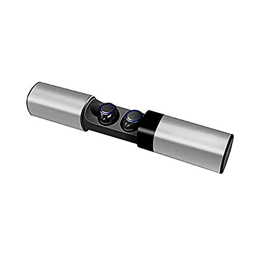 Azorex Auriculares Inalámbricos Bluetooth 5.0 Impermeable Deportivos Mini Twins Stereo In-Ear Sonido Estéreo Auricular con Caja de Carga Portátil y Micrófono Integrado (S2, Plata)