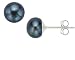 Sterling Silver Freshwater Cultured Pearl AA Stud Earrings (8-9mm) (Dyed-black)