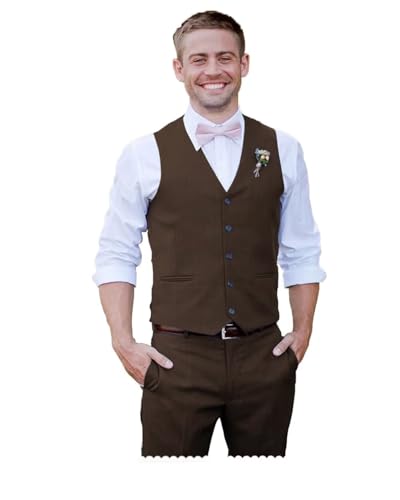Men's Suit Vest and Pants Set 2 Piece Formal Bussiness Wedding Slim Fit Suits Groomsmen Prom Casual Suits