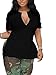 Remidoo Women's Side Slit Shirt Asymmetrical Hem Short Sleeve T Shirt Sexy V Neck Tee Black Large