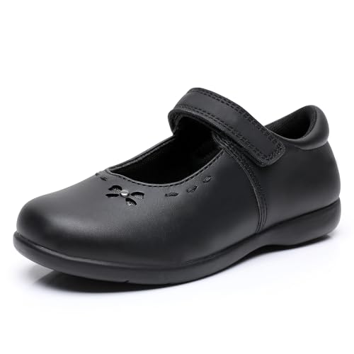 Ahannie Girls Mary Jane School Uniform Shoes Kids Black Dress Flats