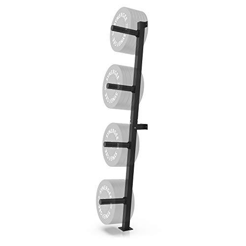 Synergee Weight Plate Storage Rack. Wall Mounted Weight Plate Holder. 4 Pegs with 1000 lb Weight Capacity Storage Rack