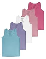 ALPIDEX Mädchen Unterhemd 5er Set 100% Baumwolle Basic Tank Top Trägertop Bequeme Achselhemden Ärmellose Kinder Unterhemden, Größe:134-140, Farbe:Cupcake