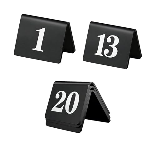Cartes de numéros de table acrylique noir signalétique de réception