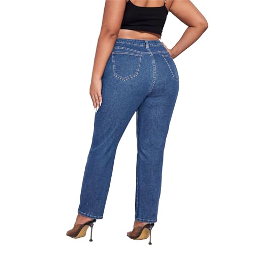 KISSPLUS Plus Size Tapered Jeans for Women High Waist Loose Women Jeans Curvy Stretchy Black and Blue Denim Pants for Women4