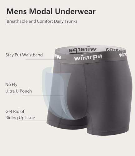 Wirarpa 1416A31-4P-M Men'S Underwear Micro Modal Trunks Soft Microfiber Boxer Briefs Size M,4 Packs thumb #3