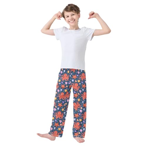 Boys' Pants Octopus Sea Animal Fish Long Bottoms Jogger Pants Elastic Waist Trousers with Pockets S-XL2