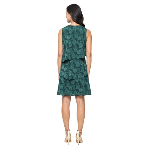 S.L. Fashions Women's Short Sleeveless Burnout Chiffon Asymmetric Tier Dress, Wedding Guest, Party, Casual Pine by S.L. Fashions - Used condition - Image 2