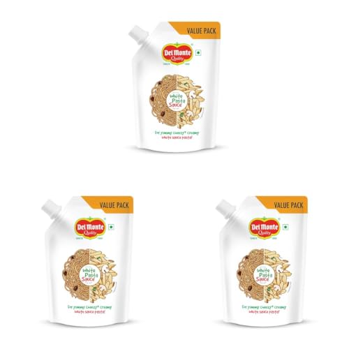 Image of Del Monte White Pasta Sauce Spout Pack, 400 Grams | Restaurant Style Creamy Cheezy | Premium Italian Sauce | 100% Fresh Ingredients | No Added Preservatives, Chemicals, Colors & MSG | Suitable for All Pasta Shapes & Macaroni