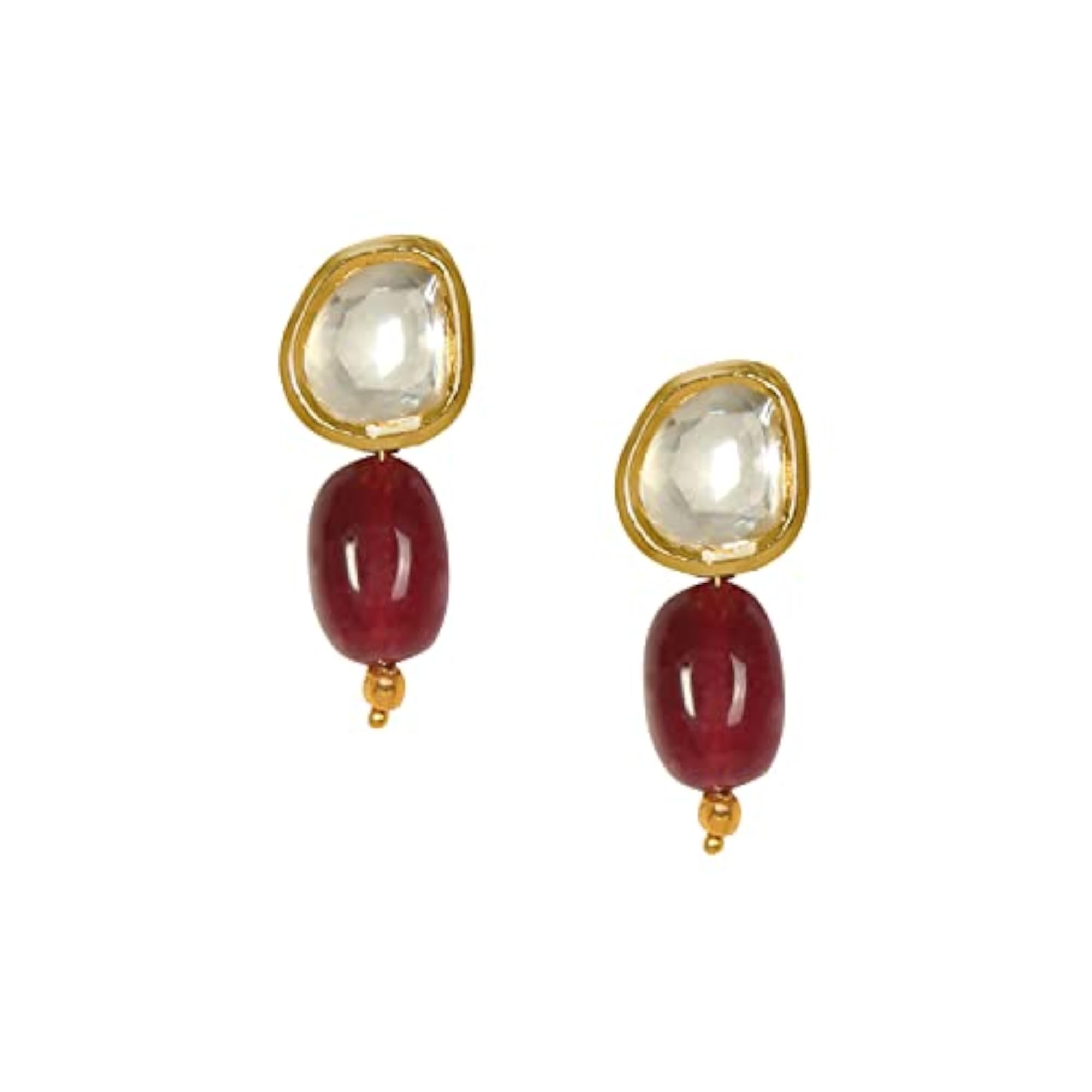 Women's Statement Beads Choker Necklace & Delicate Kundan Earrings Set, Gift-Ready