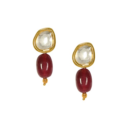 Women's Statement Beads Choker Necklace & Delicate Kundan Earrings Set, Gift-Ready