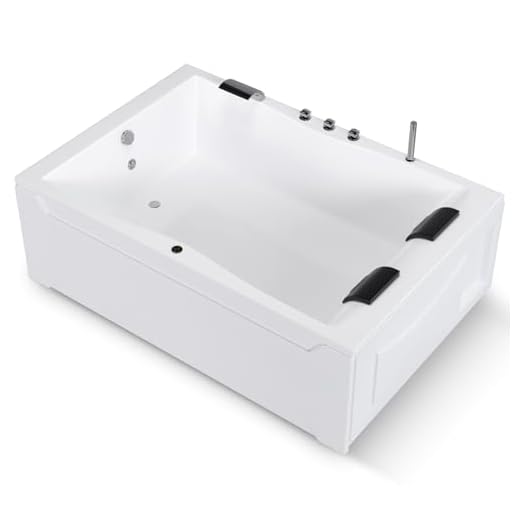 AQUADE Acryl Badewanne 180x120 cm Modell: Hamburg Badewanne Komplettset mit Wannenfüßen + Schürze + Ab-Überlauf-Garnitur + Wannenrandarmatur + Nackenkissen + LED/Konfigurieren Sie Ihre Wanne