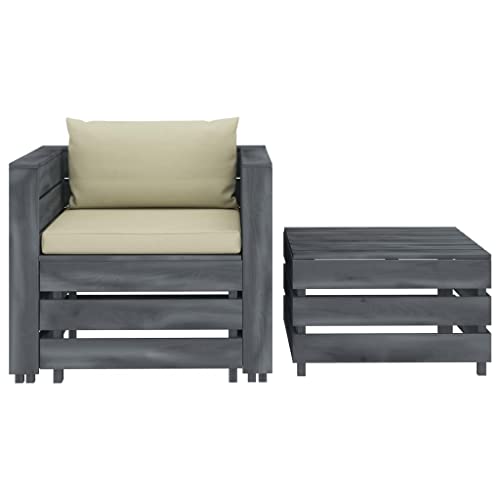 (Schneller Versand) Terrassenmöbel-Set, Outdoor-Sitzplatz-Chat-Set mit Kissen Rückenkissen, Outdoor-Gesprächs-Set 2-TLG… – Bild 3