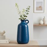 Sunddo Blue Ceramic Flower Vase 10 Inch - Tall Modern Decorative Vase with 1 Handle...