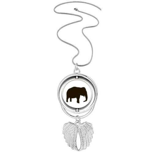 Collier éléphant noir ailes d'ange en pendentif pour femme