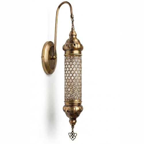 Image of Angora James Turkish Wall Sconce Decorative Light, 23.62 inch Handcrafted Metal & Blown Glass Lamp, Elegant Moroccan Design, Made in Turkey, Unique Wall Lighting Fixture for Indoor