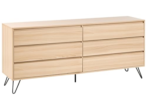 Cómoda armario aparador 6 cajones tablero de partículas estilo minimalista marrón claro Cardigan
