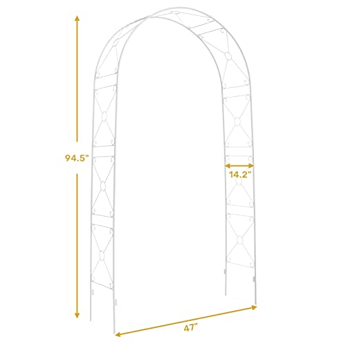 Doeworks Garden Arch, 3' 11''Wide X 7'10''High Rose Arbor With Sharp Ends For Various Climbing Plant, Outdoor Garden Lawn Backyard, Wedding, White #TOP1