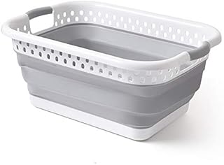 Delgeo Large Capacity Laundry Baskets,41L Collapsible Grey Storage Basket/Container/Organiser,Suitable for Bedrooms, Laundry Room, Bathroom
