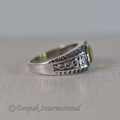 Peridot Gemstone Ring, 925 Sterling Silver, Oxidized, Unique Ring, Men's Heavy Ring, Anniversary Gift For Husband, Antique Ring For Him, Elegant Ring, New Year Gift, Fancy Ring #TOP6