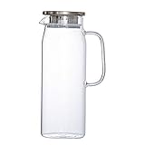 Gran capacidad: con una capacidad de 1500 ml, puede contener las bebidas que le gustan, como leche, vino tinto, agua fría, jugo de frutas, café caliente, bebidas heladas, ya sea que desee bebidas calientes o bebidas frías. , esta jarra es bastante apropiada para ambos.
