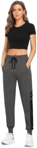 Jogginghose Damen Lang Sporthose Frau Damenhose Freizeithose Trainingshose | Warme Sweatpants mit Gummizug Hose Relaxhose Sportbekleidung Yoga mit Streifen für Sport Freizeit Schwa