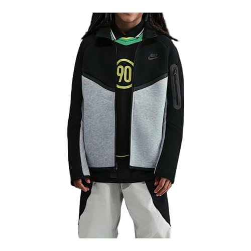 Nike Sportswear Tech Fleece Big Kids' Full-Zip Hoodie (Extended Size) (Dark Grey Heather/Black/Black/Black)