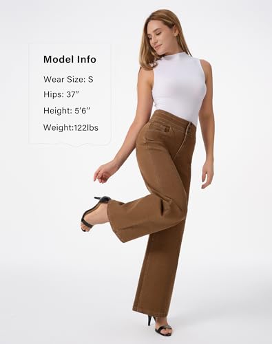 Image of roswear Women's Wide Leg Jeans Casual High Waisted Stretch Baggy Loose Denim Pants