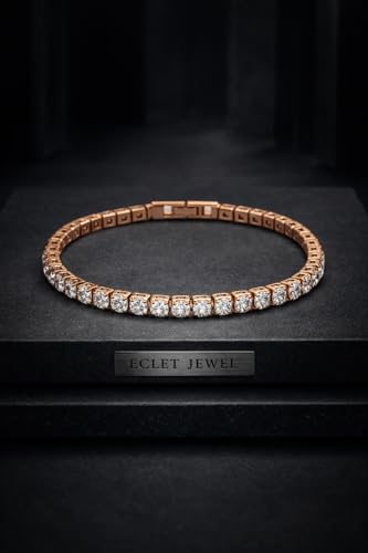 Image of BLACK PEARL Elegant Style Tennis Bracelet with Multicolour Zirconion Stones, Gold and Silver-Toned Bracelet For Women & Girls