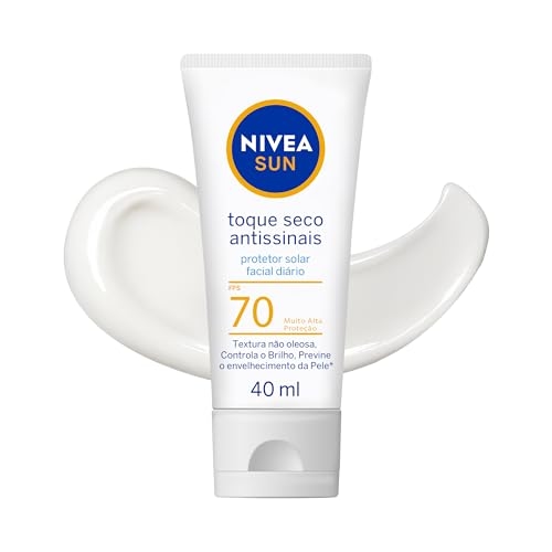 NIVEA SUN Protetor Solar Facial Toque Seco Antissinais FPS 70 40ml - Com muito alta proteç...