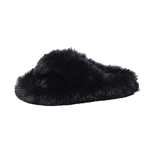 Pantoufles moelleuses pour enfants - Chaudes - Antidérapantes - Doublure en fourrure - Pour enfants de 5 à 12 ans, Noir , 24 EU Cover