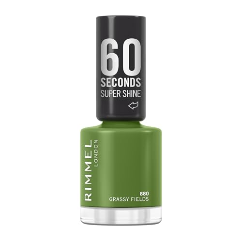 Rimmel 60 Seconds Super Shine Smalto, Smalto asciugatura rapida, Colore vibrante, A lunga tenuta, 8 ml, 880 Grassy Fields
