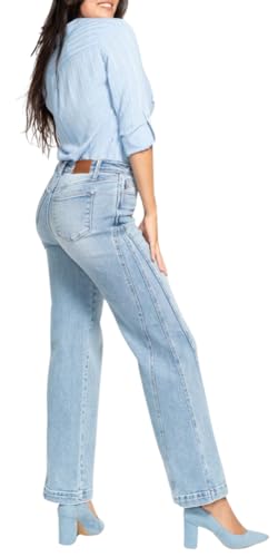 Judy Blue High Waist Light Indigo Retro Side Seam Wide Leg, 32" Inseam4