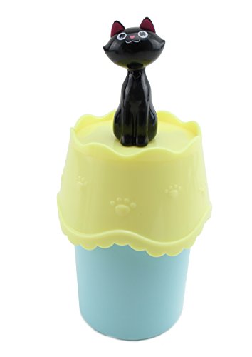 We pay your sales tax Super Cute Cat Design Jewelry Stand Display Earrings Hangers Storage Rack (Yellow Lid Q-tip Holder)