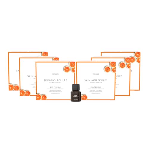 SKIN MOLECULE X - Skin Fórmula - Colágeno Marino Peptan® con Ácido Halurónico, Coenzima Q10, Vitaminas y Minerales, Colágeno Bebible | Rejuvenece e Hidrata la Piel, Fortalece Cabello (Plan 54 días)