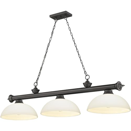 Luminaire suspendu billard bronze anti-zones d'ombre 3 lumières