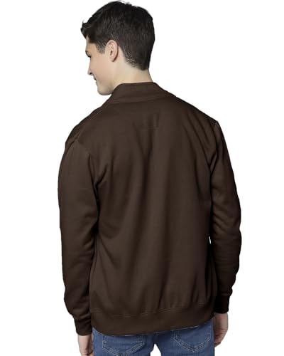 Image of EYEBOGLER Men's Solid Henley Neck Full Sleeves Regular Fit Sweatshirt