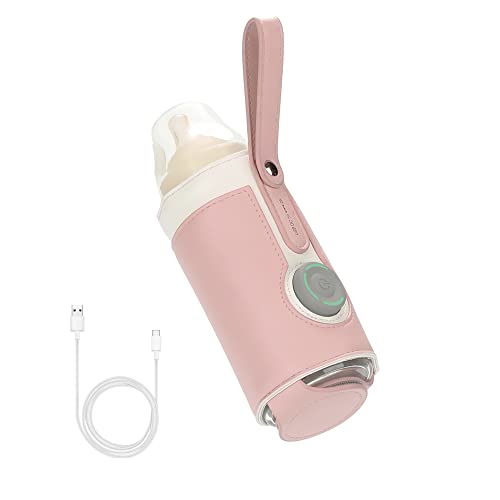 Image of MEHIDFY Bottle Warmer, Portable Bottle Warmer with 3 Smart Temperature Control, Rechargeable Baby Bottle Warmer for Breastmilk or Formula, Bottle Warmer Travel and Other Outdoor Activities (Pink)
