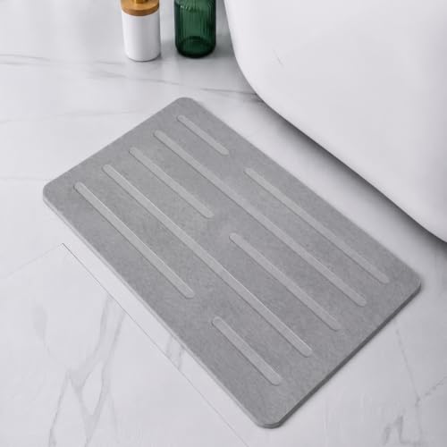 Pure 4home Alfombra Diatomita Baño 60x40 Secado Rápido, Antideslizante Y Antibacteriana Alfombrilla Piedra Diatomita Super Absorbente Alfombrilla Diatomita - Stone Bath Mat Lineas Rectas