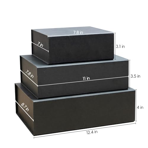 Image of Rsgift Black Gift Box,11x7.8x3.5 inches,Gift Boxes with Lids,Magnetic Closure Box for Man Wedding Male,Birthday,Valentine's Day,Graduation,Christmas,gift boxes for presents