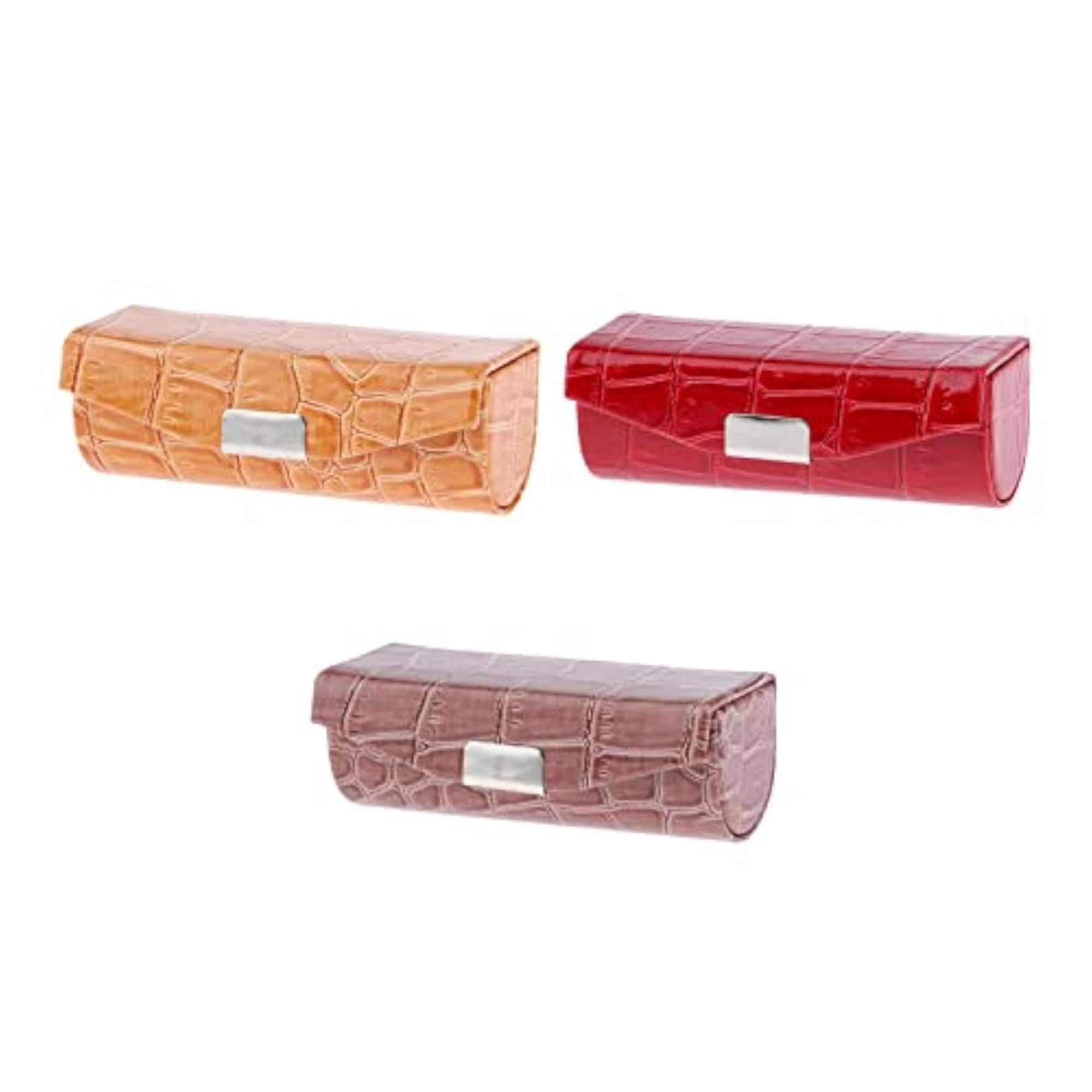 3x Lipstick Case in Orange, Red, and Brown
