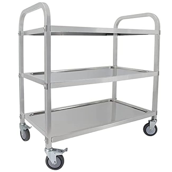 3 Tier Stainless Steel Kitchen Trolley Cart,Serving Kitchen Trolley Kitchen Cart with Locking Wheels,Catering Storage Trolley Island Utility,for Hotels Restaurants(Multi-Colored-75X40X83Cm)-RmrpVhTi